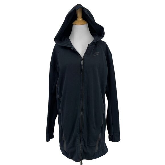 Nike Hoodie Womens S Small Black Tech Fleece Cocoon Windrunner Mesh Panel Jacket - Picture 1 of 16
